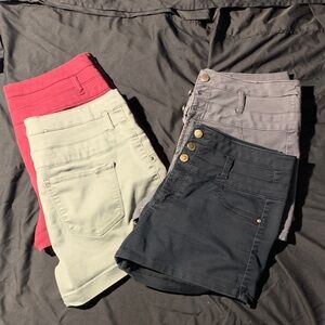 Lot of 4 Pairs of Refuge High Waist Women's Shorts - Burgand, Khaki, Gray, Black